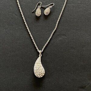 Crystal Pave Tear Drop Necklace & Earrings Set​​​​​​​​​
